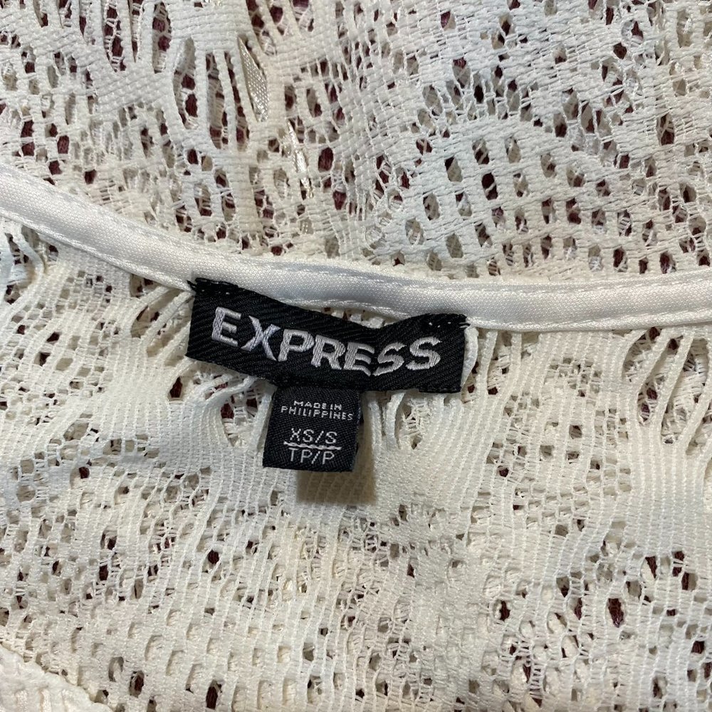 Express Crochet Lace Cropped Poncho Top In Cream - Picture 5 of 7